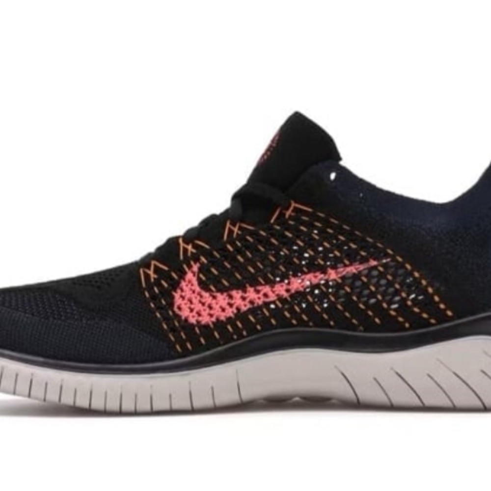 Nike Free RN Flyknit 2018 Black and Flash Crimson Sneakers